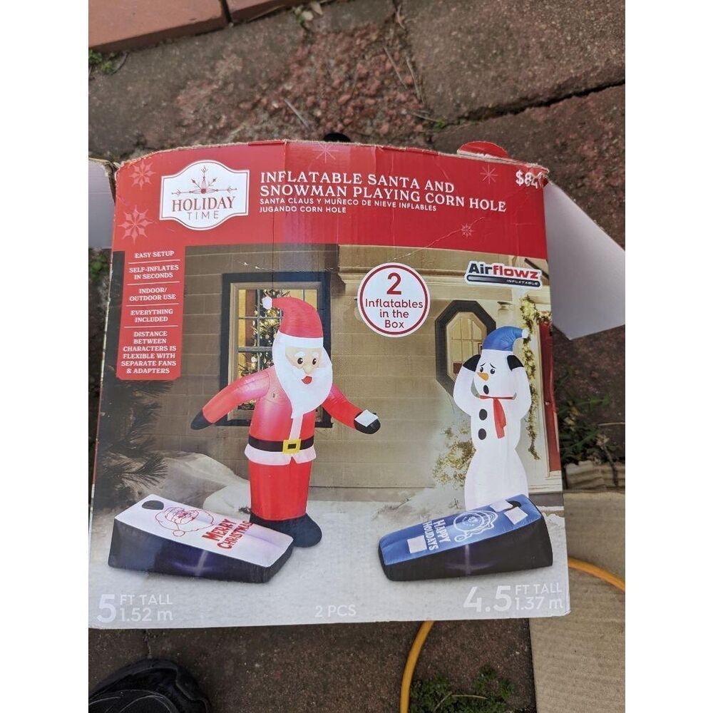 Holiday Time Inflatables Santa Snowman Cornhole Lights Up Indoor/outdoor